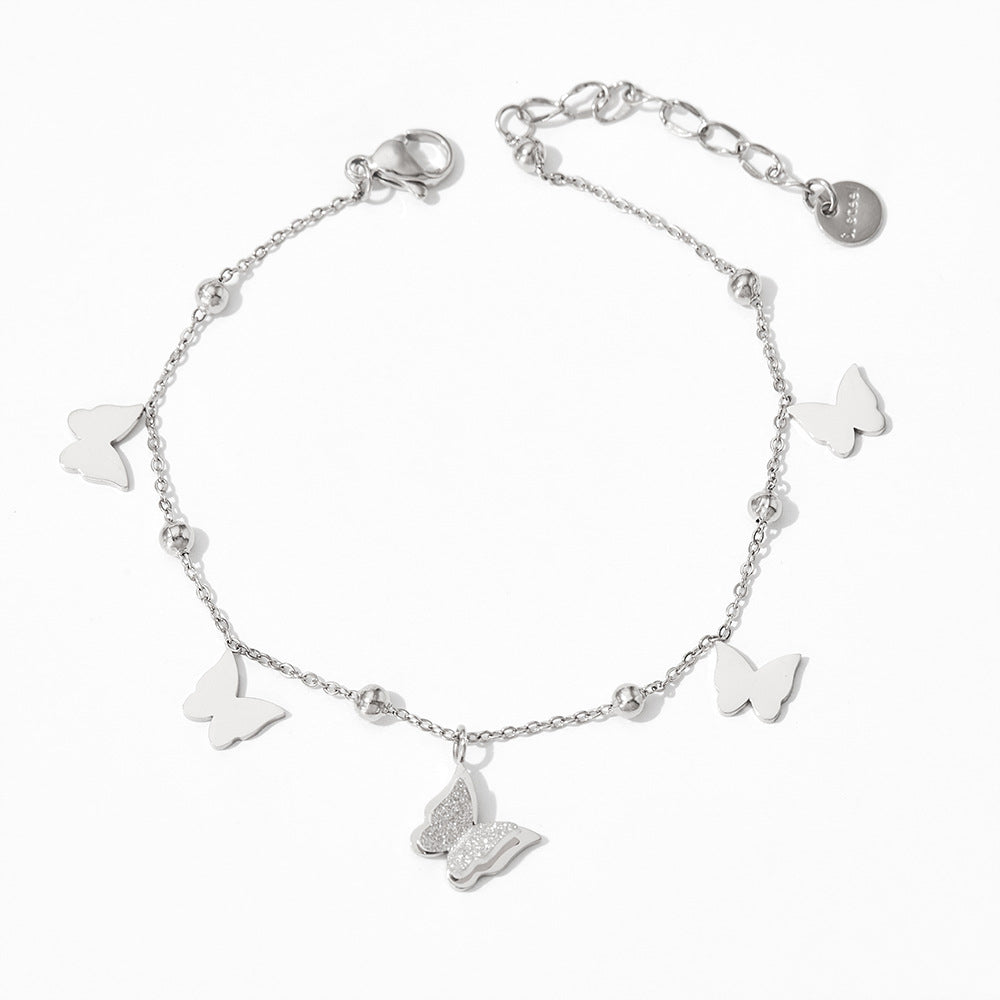 Neuartiges und modisches Schmetterlingsdesign-Armband- und Halsketten-Set aus 18-karätigem vergoldetem Edelstahl