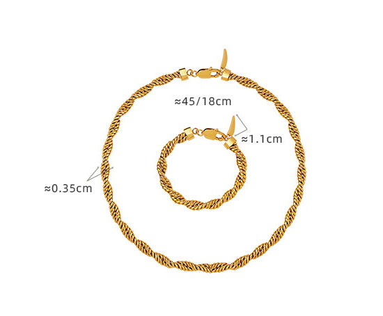 Modische einfache Halskette und Armband im Twist Chain Design