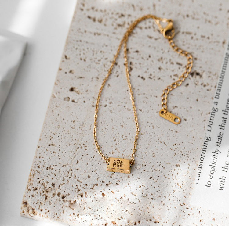 Einfache kleine Goldbarren-Gold Brick Advanced Design Fußkettchen