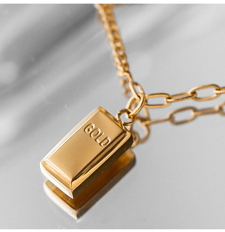Vielseitiges Fußkettchen aus 18-Karat vergoldetem Edelstahl, Mode Persönlichkeit BRIC Goldbarren Design
