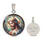 Handgefertigter Medaillon-Anhänger mit Jesus – Mosaik-Stil,Geschenk für sie, Geschenk für ihn, spiritueller Anhänger kostenlose Gravur