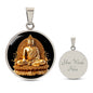 Spirituelle Halskette GOLDENER BUDDHA spiritueller Schmuck, personalisierte Geschenke, Halskette aus Edelstahl od. 18K Vergoldung in Geschenkbox, kostenlose Gravur