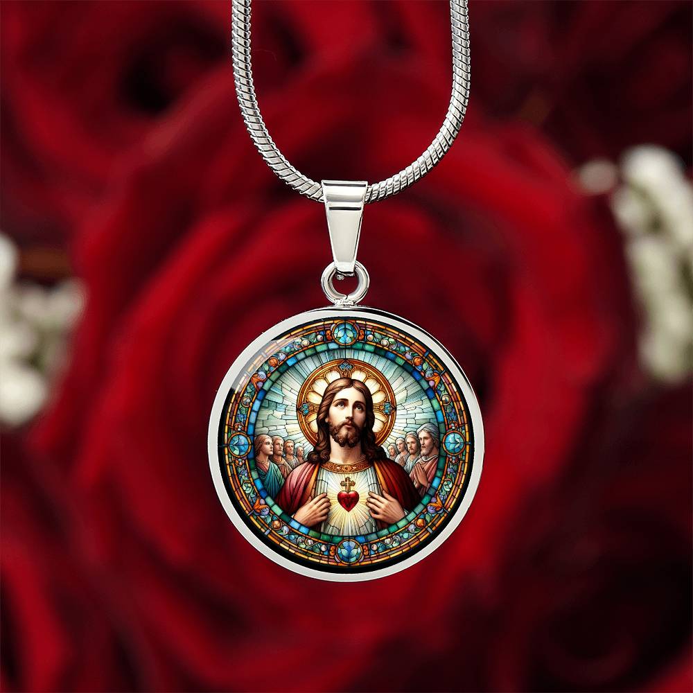 Handgefertigter Medaillon-Anhänger mit Christus-Heiligenbild, Geschenk für Frauen, Geschenk für Männer, spiritueller Anhänger, kostenlose Gravur