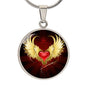 Spirituelle Halskette ROTES HERZ MIT FLÜGEL  spiritueller Schmuck, personalisierte Geschenke, Halskette aus Edelstahl od. 18K Vergoldung in Geschenkbox, kostenlose Gravur