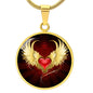 Spirituelle Halskette ROTES HERZ MIT FLÜGEL  spiritueller Schmuck, personalisierte Geschenke, Halskette aus Edelstahl od. 18K Vergoldung in Geschenkbox, kostenlose Gravur
