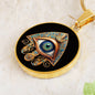 Spirituelle Halskette AUGE DES HORUS spiritueller Schmuck, personalisierte Geschenke, Halskette aus Edelstahl od. 18K Vergoldung in Geschenkbox, kostenlose Gravur
