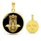 Spirituelle Halskette HAMSA HAND  spiritueller Schmuck, personalisierte Geschenke, Halskette aus Edelstahl od. 18K Vergoldung in Geschenkbox, kostenlose Gravur