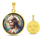 Handgefertigter Medaillon-Anhänger mit Jesus – Mosaik-Stil,Geschenk für sie, Geschenk für ihn, spiritueller Anhänger kostenlose Gravur
