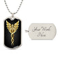 Anhänger mit Caduceus-Symbol, Symbol der Medizin und Heilung, kostenlose Gravur und Geschenkbox