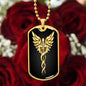 Anhänger mit Caduceus-Symbol, Symbol der Medizin und Heilung, kostenlose Gravur und Geschenkbox
