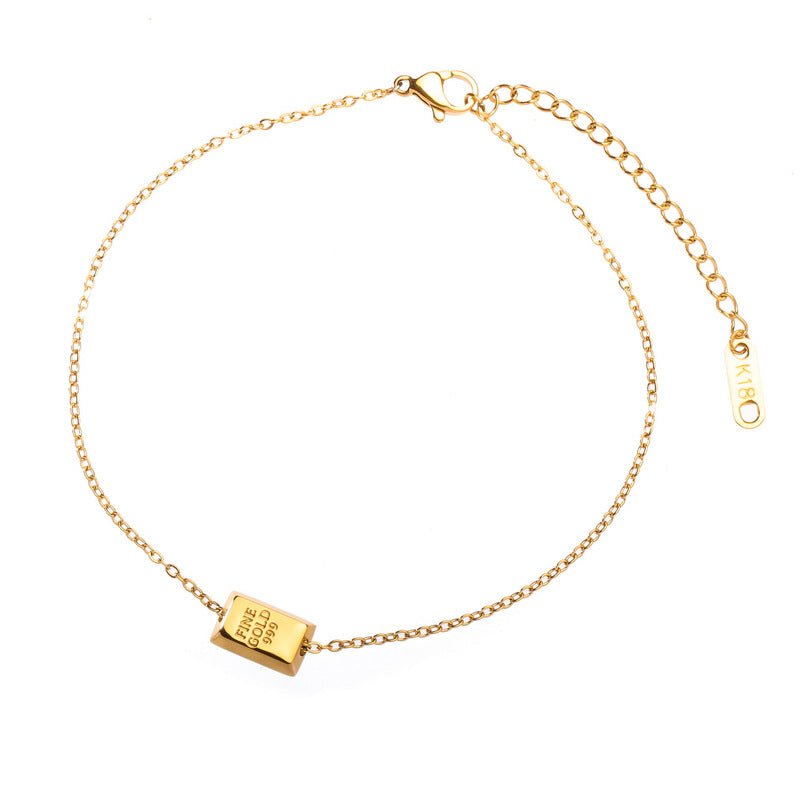 Einfache kleine Goldbarren-Gold Brick Advanced Design Fußkettchen