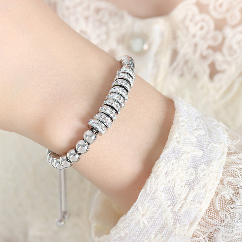 Edles, helles, luxuriöses Design-Armband aus 18-karätigem vergoldetem Edelstahl mit Diamantperlen