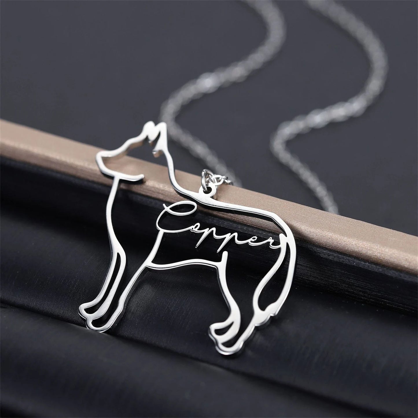 Personalisierte Hundenamenskette aus 925 Sterling-Silber