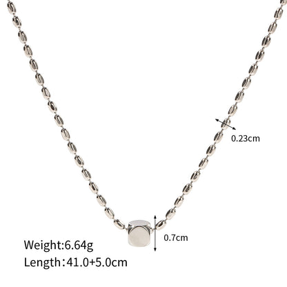 Minimalistische modische Perlenkette aus 18 Karat vergoldetem Edelstahl, mit quadratischem Design, vielseitige Anhänger-Halskette