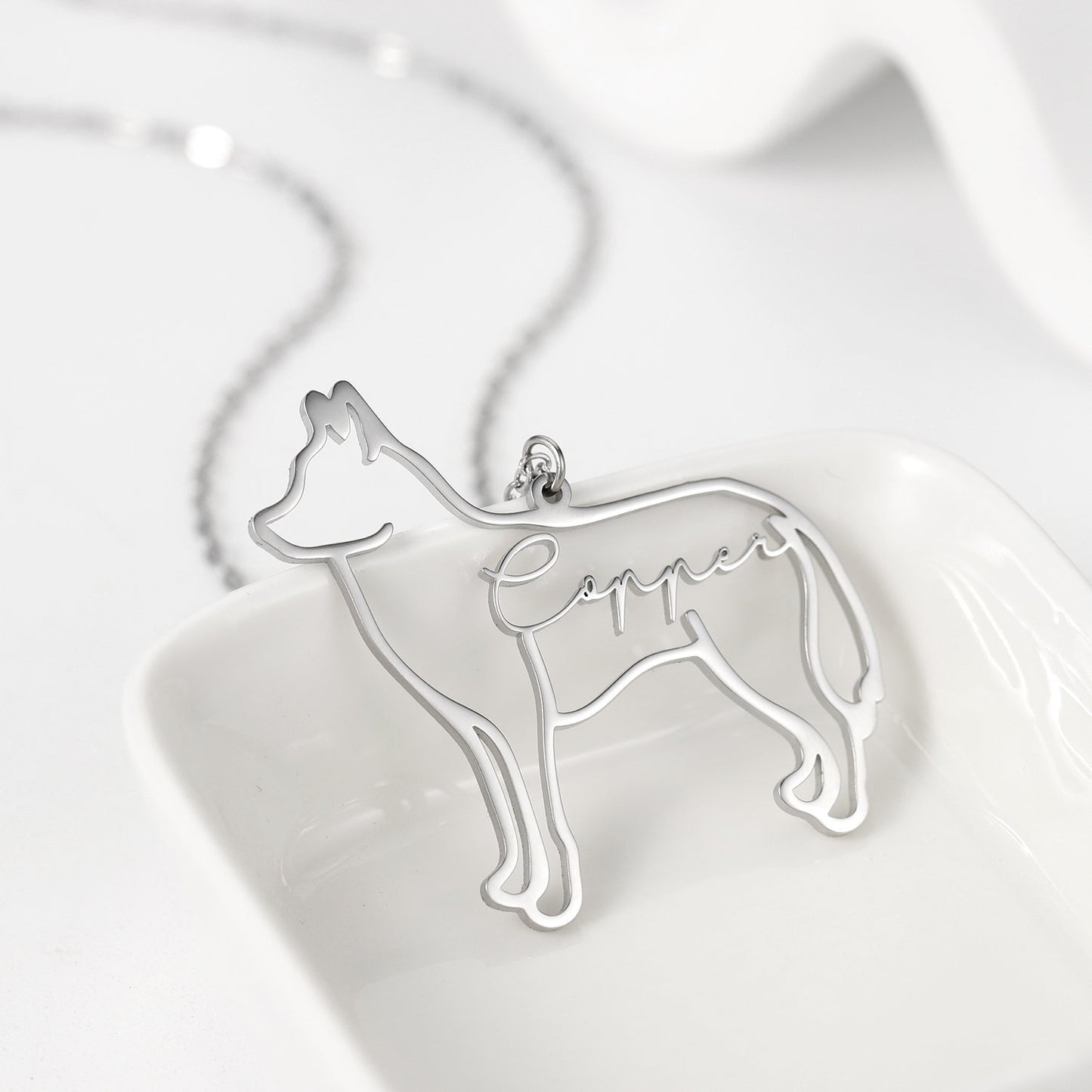 Personalisierte Hundenamenskette aus 925 Sterling-Silber