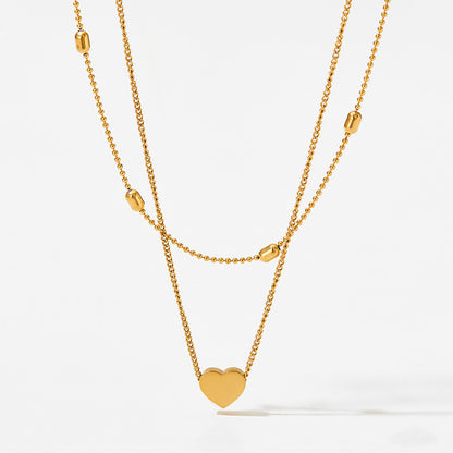 18 Karat vergoldetes, exquisites süßes Herz mit doppellagigem Design. Leichte, luxuriöse Anhänger-Halskette