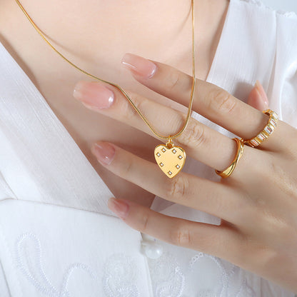 Vielseitige Halskette aus 18-Karat vergoldetem Edelstahl mit exquisitem, einfachem Liebesdiamant-Design