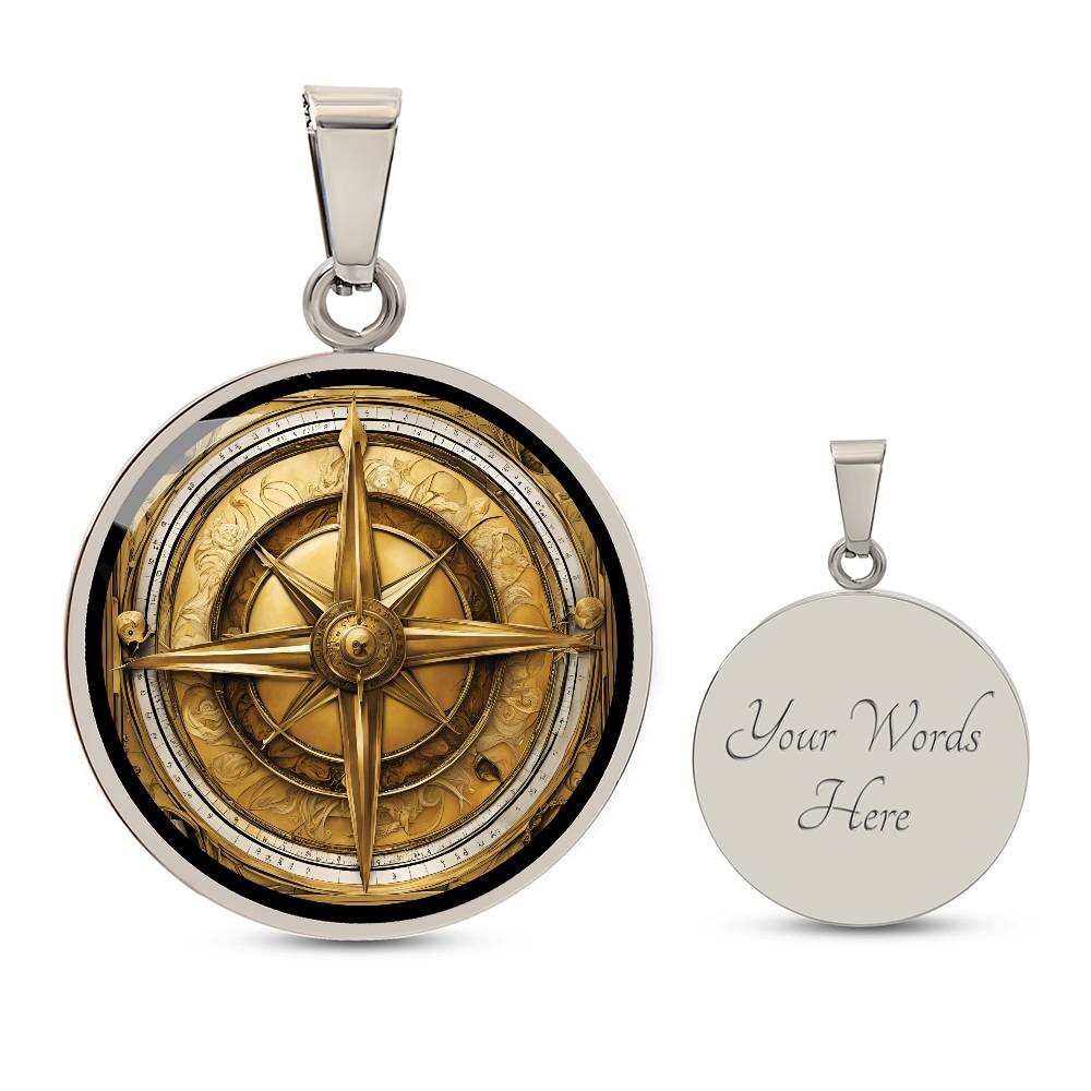 Eleganter Kompass-Anhänger – Antik-Gold Optik, für Alle die das Meer lieben, Geschenk für Männer Geburtstagsgeschenk, kostenlose Gravur