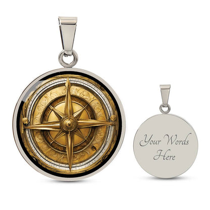 Eleganter Kompass-Anhänger – Antik-Gold Optik, für Alle die das Meer lieben, Geschenk für Männer Geburtstagsgeschenk, kostenlose Gravur