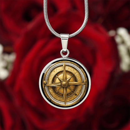Eleganter Kompass-Anhänger – Antik-Gold Optik, für Alle die das Meer lieben, Geschenk für Männer Geburtstagsgeschenk, kostenlose Gravur