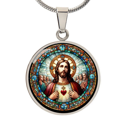 Handgefertigter Medaillon-Anhänger mit Christus-Heiligenbild, Geschenk für Frauen, Geschenk für Männer, spiritueller Anhänger, kostenlose Gravur