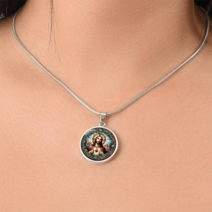 Handgefertigter Medaillon-Anhänger mit Christus-Heiligenbild, Geschenk für Frauen, Geschenk für Männer, spiritueller Anhänger, kostenlose Gravur