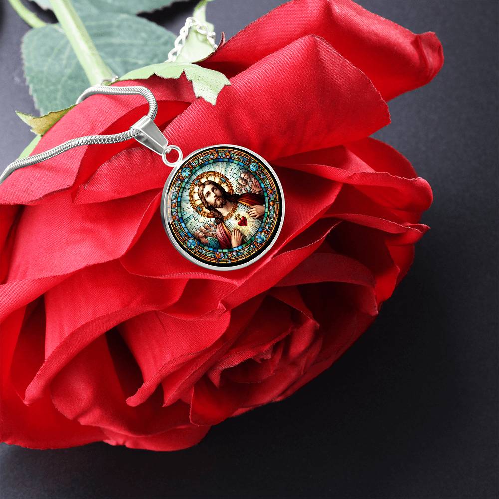 Handgefertigter Medaillon-Anhänger mit Christus-Heiligenbild, Geschenk für Frauen, Geschenk für Männer, spiritueller Anhänger, kostenlose Gravur