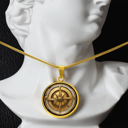 Eleganter Kompass-Anhänger – Antik-Gold Optik, für Alle die das Meer lieben, Geschenk für Männer Geburtstagsgeschenk, kostenlose Gravur