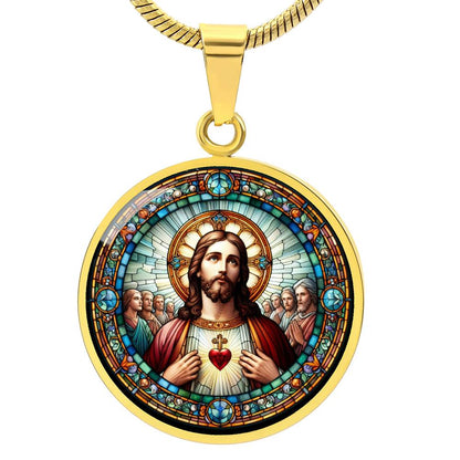 Handgefertigter Medaillon-Anhänger mit Christus-Heiligenbild, Geschenk für Frauen, Geschenk für Männer, spiritueller Anhänger, kostenlose Gravur