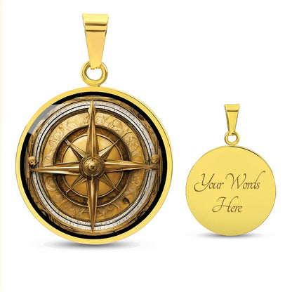 Eleganter Kompass-Anhänger – Antik-Gold Optik, für Alle die das Meer lieben, Geschenk für Männer Geburtstagsgeschenk, kostenlose Gravur