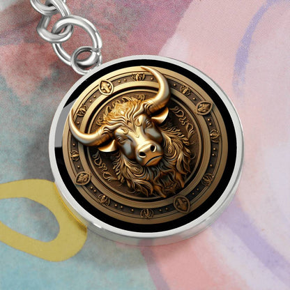 3D Sternzeichen-Schlüsselanhänger-STIER- mit Gravur: Einzigartiges Geschenk für Astrologie-Fans
