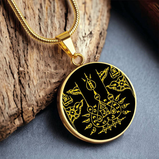 SAK YANT Halskette Thailändische Tattoo-Symbole,  spiritueller Schmuck, personalisierte Geschenke, Halskette aus Edelstahl od. 18K Vergoldung in Geschenkbox, kostenlose Gravur